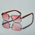 Lunettes de soleil sans monture avec verres dégradés roses et branches en bois foncé - Monture Anthracite Verres Dégradés Rose