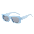 Retro light blue rectangle sunglasses with dark grey lenses and metallic temple accents - Jelly Blue Frame Gray Lens