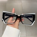 Occhiali anti-luce blu irregolari bianchi e neri con moderno design cat-eye - Montatura Nero Bianco Trasparente Asta Nero