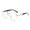 Classic round gold metal sunglasses for men and women with UV protection features - Gold Frame Clear Lens Black Temple