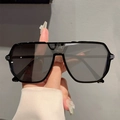 Classic all-black aviator sunglasses with oversized frame and silver metal accents - Black Frame Silver Mirror Lens Silver Temples