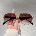 Gafas de sol aviador clásicas con montura de metal dorado y lentes degradadas en color café - Marco Dorado Lente Té Degradado