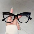 Occhiali cat-eye neri con montatura grande e lenti retrò che bloccano la luce blu - Montatura Nero Lucido Lenti Trasparenti
