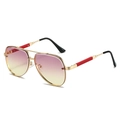 Classic aviator sunglasses with gold metal frame and pink yellow gradient lenses - Gold Frame Pink-Yellow Gradient Lens Red Temples