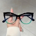 Cat eye glasses frames with blue-green gradient finish and clear fashion lenses - Blue and Green Bicolor Frame Clear Lens