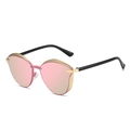 Lunettes de soleil œil-de-chat rétro avec verres miroirs roses et monture en métal doré - Monture Dorée Miroir Rose