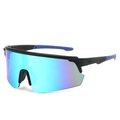Outdoor sports cycling sunglasses with blue laser coating lens and matte black frame - Black Frame Blue Mirror Lens
