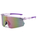 Outdoor cycling sports sunglasses with colorful gradient lenses and purple frame - Transparent Purple Frame Purple Mirrored