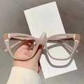 Cat eye blue light blocking glasses in nude pink with contrast spliced frame design - Coffee Frame with Coffee Spots Clear Lens