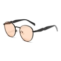 Retro round metal sunglasses with black frame and translucent light orange lenses - Black Frame Orange Lens Black Legs