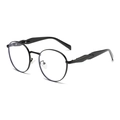 Classic round full-frame sunglasses in matte black with blue light blocking lenses - Black Frame Transparent Lens Black Temple