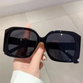 Classic black square frame sunglasses with dark lenses for a minimalist fashion look - Black Frame Black Grey Lens