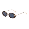 Retro oval tortoiseshell sunglasses with slim rose gold metal temples on white background - Tortoise Frame Grey Lens Rose Gold Temple
