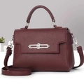 Chic burgundy lychee pattern leather crossbody bag with silver hardware and adjustable strap - Dark Red