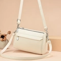 Borsa a tracolla minimalista bianco crema con trama litchi e cerniera argentata - Bianco Sporco