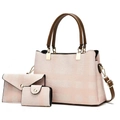 Ensemble de trois sacs rose pâle avec sac cabas, pochette et petit porte-monnaie - Rose