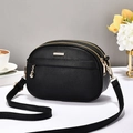 Borsa a tracolla minimalista in pelle martellata nera con doppia zip e oro - Nero
