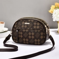 Sac bandoulière rétro marron avec monogramme, double zip et détails dorés chics - Damier Marron Foncé