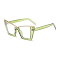 Cat eye glasses in translucent green frame with golden metal bridge detail - Translucent Green
