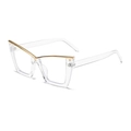 Schicke Cat-Eye Blaulichtfilter Brille im transparenten Rahmen mit goldenem V-Metall Detail - Transparent