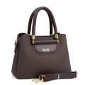 Large dark brown handbag with woven texture, top handle and detachable shoulder strap - Coffee
