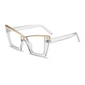 Transparente Cat-Eye Brillenfassung mit goldenem Metallakzent und Blaulichtfilter - Transparentes Grau
