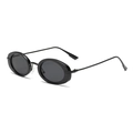 Gafas de sol ovales retro con montura negra brillante y lentes oscuras de verano - Montura Negra Lente Gris Patilla Negra