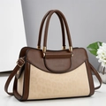 Schicke Damen-Retro-Patchwork-Tasche mit Leopardenmuster und goldenen Beschlägen - Khaki