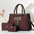 Dreiteiliges Damen-Taschenset mit Tote, Geldbörse und Etui in weinroter Weboptik - Weinrot
