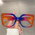 Square blue light glasses with stylish orange and blue gradient transparent frames - Rainbow Gradient Multicolor