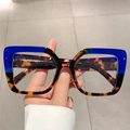 Square blue and tortoiseshell blue light blocking glasses in a stylish two-tone finish - Dark Blue and Tortoiseshell