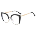 Vintage cat eye glasses with black and gold frames featuring blue light blocking lenses - Black