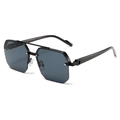 Occhiali da sole classici a doppio ponte semi-rimless con lenti grigie, vista a 45° - Montatura Nera Lenti Grigie