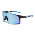 Sport-Sonnenbrille für Damen und Herren mit rot-blau gesprenkeltem Rahmen und Blaulicht-Linse - Schwarzer Rahmen Blauer Spiegel (3121-1)