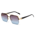 Occhiali da sole uomo semi-glasant con lenti sfumate, doppio ponte e cerniera a C - Montatura Oro Lenti Grigio Blu