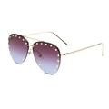 Aviator sunglasses with gold rivets and purple to blue gradient lenses on metal frame - Gold Frame Purple-Blue Gradient