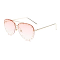 Retro pilot sunglasses featuring pink gradient lenses and gold rivet accents on thin frame - Gradient Pink