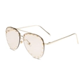 Pilot style sunglasses with gold metal frame, brown lenses and decorative rivets - Champagne