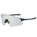 Frameless silver cycling sunglasses for sports, hiking and skiing with UV protection - Silver Lens Black Frame