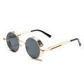 Klassieke ronde steampunk zonnebril met goud metalen frame en donkergrijze glazen - Gouden Frame Grijze Lens