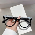 Modische Cat-Eye Blaulichtfilter-Brille mit Marmormuster-Rahmen für Damen - Oben Gefleckt Unten Schwarz