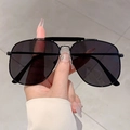 Occhiali da sole aviator con montatura a doppio ponte in metallo nero e lenti scure - Montatura Nera Lenti Grigie