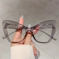 Stylish cat-eye glasses with translucent grey frame and anti-blue light clear lenses - Clear Gray Frame Clear Lens