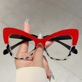 Gafas retro cat-eye con filtro de luz azul y montura combinada en rojo y carey - Marco Rojo y Leopardo Lentes Transparentes