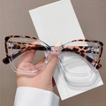 Gafas retro cat-eye con filtro de luz azul y montura de carey y transparente - Montura de Leopardo y Transparente (Lente Clara)