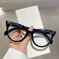 Schicke Katzenaugen-Brille mit Blaulichtfilter und schwarz-blauem Marmormuster-Rahmen - Blau Gefleckter Schwarzer Rahmen mit Blauen Bügeln
