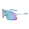 Outdoor-Sport-Radbrille mit weißem Rahmen und blauen Verlaufslinsen für Radsportler - Weißer Rahmen Grüner Spiegel (3121-3)