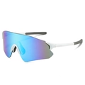 Gafas de sol para ciclismo con montura blanca y lentes de espejo degradado púrpura - Lente de Espejo Azul Montura Blanca