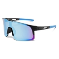 Outdoor-Radsonnenbrille mit schwarzem mattem Rahmen und blau-violetten Gläsern - Schwarzer Rahmen Blauer Spiegel (3121-5)