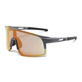 Outdoor-Radbrille mit grauem mattem Rahmen und orange verspiegelten Gläsern - Grauer Rahmen Orangener Spiegel (3121-6)